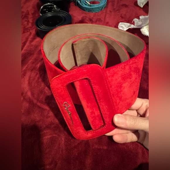 Giorgio Armani Red suede Leather 3-1/8” belt (size48) new never used - Picture 2 of 5
